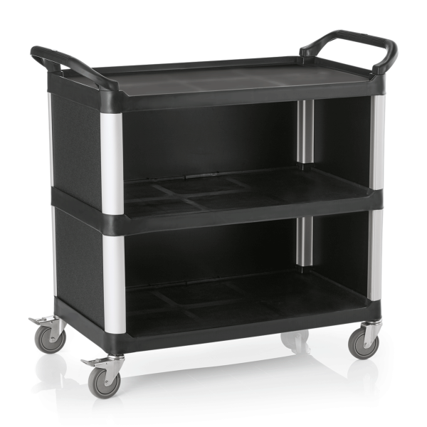Chariot de service en polypropylène et aluminium - 3 tablettes - 103 x 50 x 95,5 cm