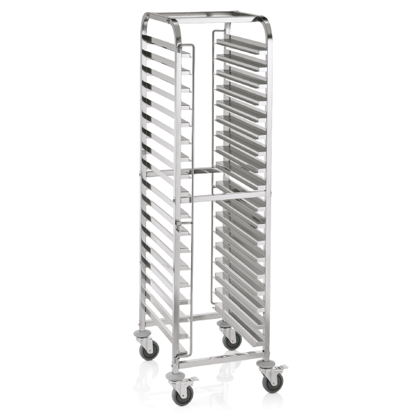 Échelle inox chromé pour 18 plaques de pâtisserie de 60 x 40 cm