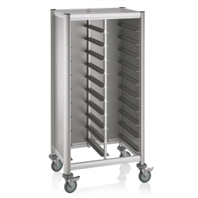 Chariot à plateaux double GN 1/1 en MDF argenté - 2 x 10 plateaux GN