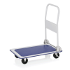 Chariot à plate-forme pliable en polypropylène bleu et inox chromé - 74 x 48 cm