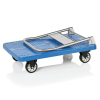 Chariot à plate-forme pliable en polypropylène bleu et inox - 89 x 60 cm