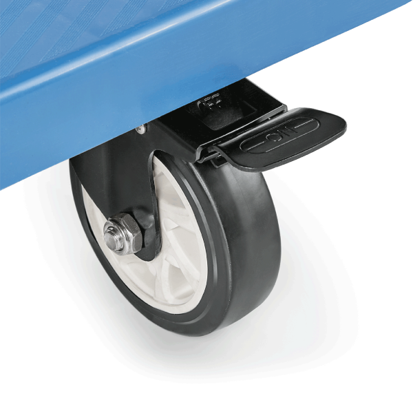 Chariot à plate-forme pliable en polypropylène bleu et inox - 89 x 60 cm