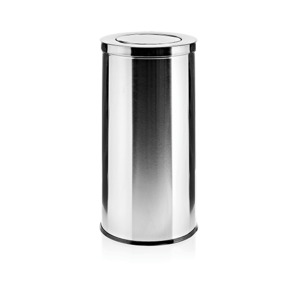 Poubelle inox chromé avec couvercle basculant - 80 L - Ø 38 cm