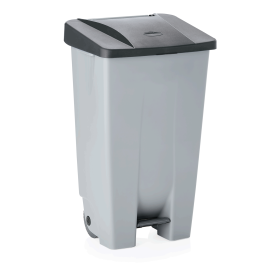 Poubelle en polyéthylène à pédale avec roulettes - 60 L - Couvercle noir