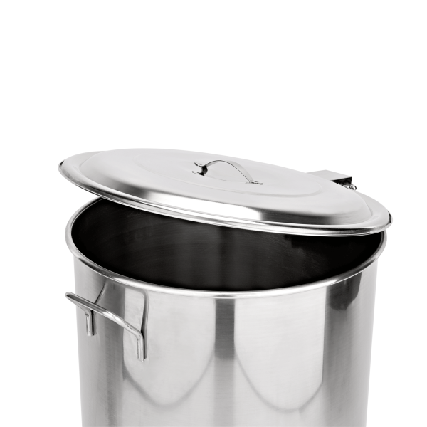 Poubelle inox chromé à pédale avec couvercle - Ø 40 cm - 65 L