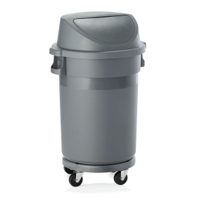 Poubelle en polypropylène avec roulettes - 80 L - Ø 41 cm - Couvercle basculant