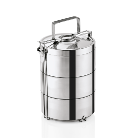Box de transport isotherme inox - 3 inserts alimentaires 0,9 L - Ø 16 cm