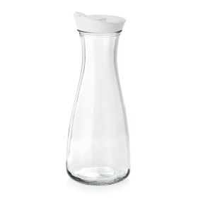 Carafe en verre avec couvercle en plastique blanc - 1 L