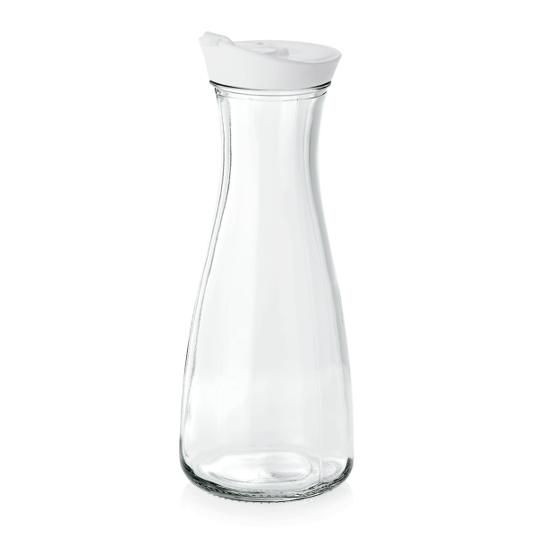 Carafe en verre avec couvercle en plastique blanc - 1 L