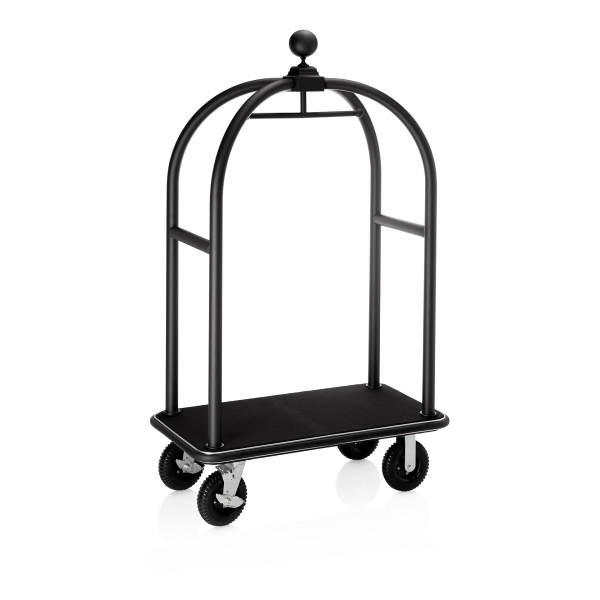 Chariot à bagages inox chromé noir poudré - 112 x 60 - Max 250 kg