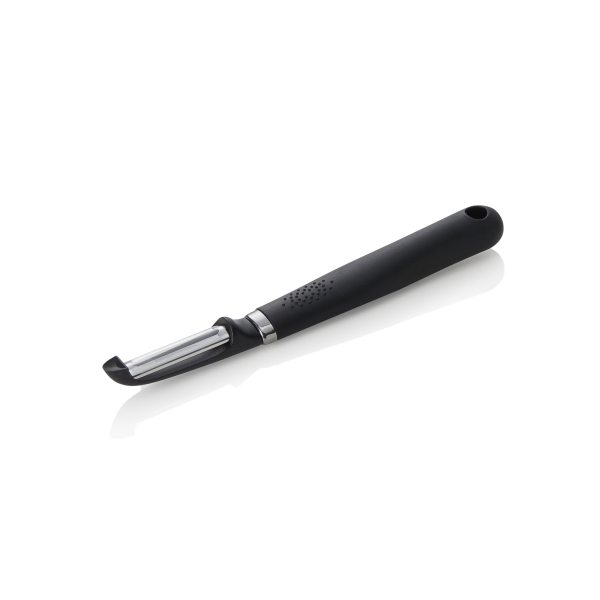 Éplucheur inox 7 cm - Manche polypropylène noir - L. 20,5 cm