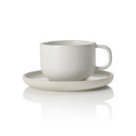 Tasse en grès - 220 ml - Avec soucoupe - Série One Light Rock (lot de 6)
