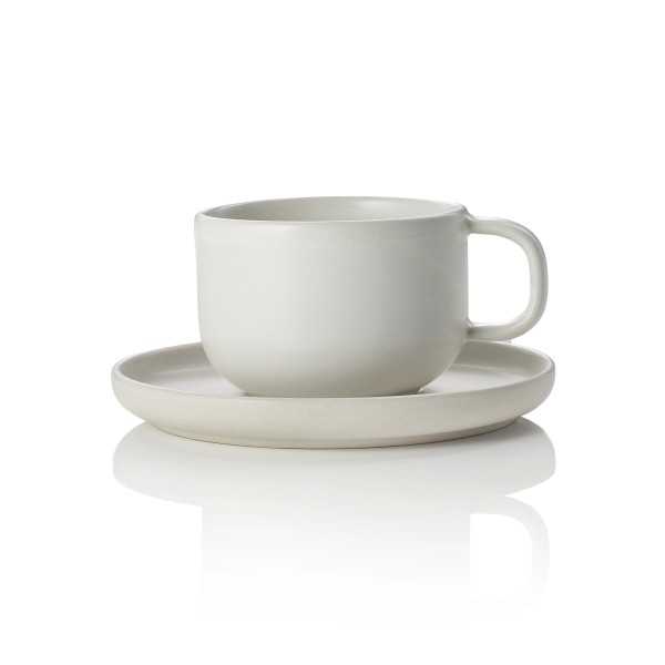 Tasse en grès - 220 ml - Avec soucoupe - Série One Light Rock (lot de 6)