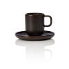 Tasse à espresso en grès - 90 ml - Avec soucoupe - Série One Metallic Brown (lot de 6)