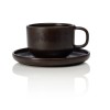 Tasse en grès - 220 ml - Avec soucoupe - Série One Metallic Brown (lot de 6)