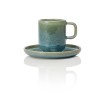 Tasse à espresso en grès - 90 ml - Avec soucoupe - Série One Myrtle Green (lot de 6)