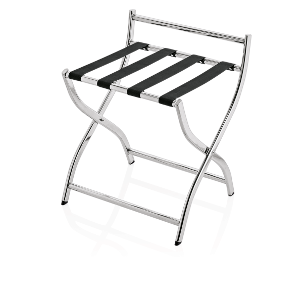 Porte-bagages en acier chrome-nickel poli - Avec protection murale - 50,5 x 45 x 51,5 cm