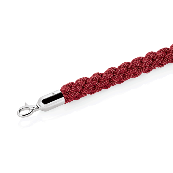 Cordon de sécurité tressé en polyester rouge - 150 cm - Embouts en acier chromé