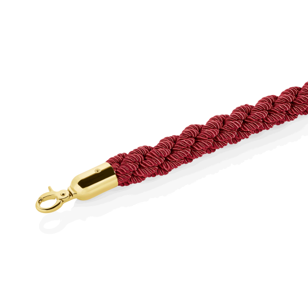 Cordon de sécurité tressé en polyester rouge - 150 cm - Embouts en titane doré