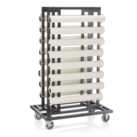 Chariot de transport pour poteaux de sécurité avec tubes de protection - 120 x 80 cm
