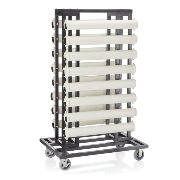 Chariot de transport pour poteaux de sécurité avec tubes de protection - 120 x 80 cm