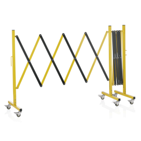Barrière mobile à ciseaux en aluminium jaune et noir - Extensible jusqu’à 4 m - Hauteur 100 cm