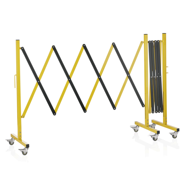 Barrière mobile à ciseaux en aluminium jaune et noir - Extensible jusqu’à 4 m - Hauteur 100 cm