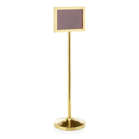 Présentoir d’information inox chromé revêtement titane doré - Format A4 horizontal - Hauteur 120 cm