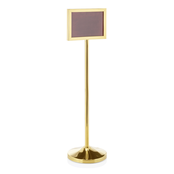 Présentoir d’information inox chromé revêtement titane doré - Format A4 horizontal - Hauteur 120 cm