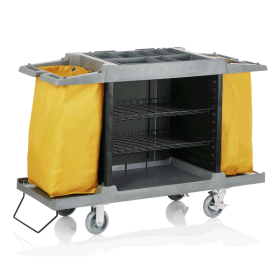 Chariot de service de chambre en plastique - 150 x 54 cm - 2 sacs 70 L