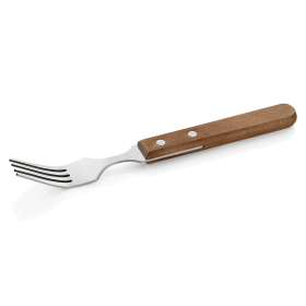 Fourchette à steak/pizza inox et manche en bois - 20 cm (lot de 12)