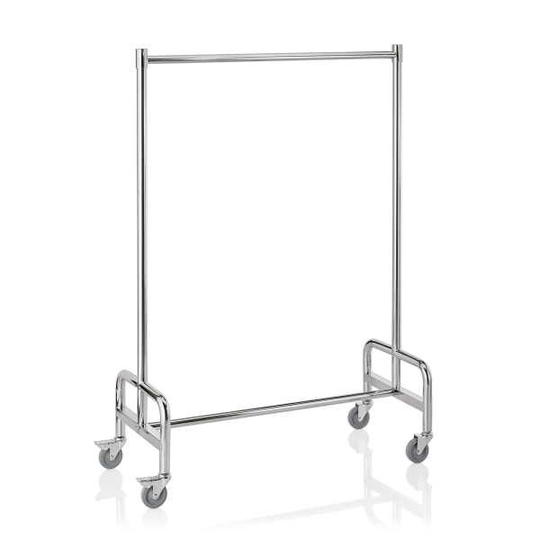 Chariot porte-manteau inox chromé - 120 x 53 cm
