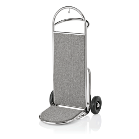 Diable à bagages inox 18/8 poli - 61 x 70 cm - Tapis gris - Max 80 kg