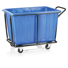 Chariot à linge en acier et bac en polyéthylène - 118 x 72 cm - 330 L