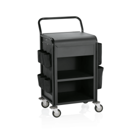 Chariot de service de chambre en aluminium noir - 56 x 54 cm