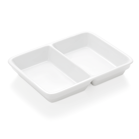 Plat en porcelaine - 2 compartiments (lot de 3)