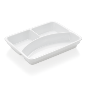 Plat en porcelaine - 3 compartiments (lot de 3)