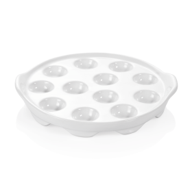 Plat 12 trous pour escargots - Porcelaine - Ø 20 cm (lot de 24)