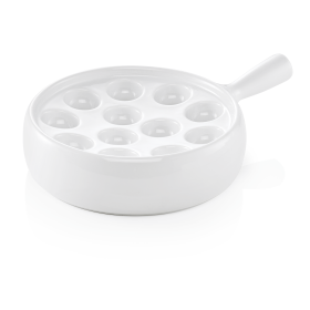 Poêle 12 trous pour escargots - Porcelaine - Ø 20 cm - Avec manche