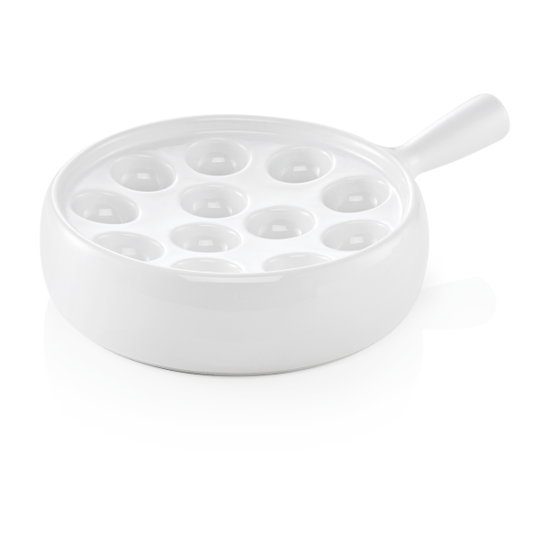 Poêle 12 trous pour escargots - Porcelaine - Ø 20 cm - Avec manche
