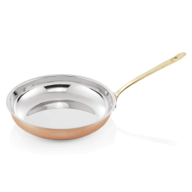 Poêle à flamber cuivre/inox chromé - Ø 30 cm