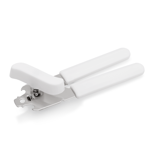 Ouvre-boîte chromé avec poignées blanches - 20 cm