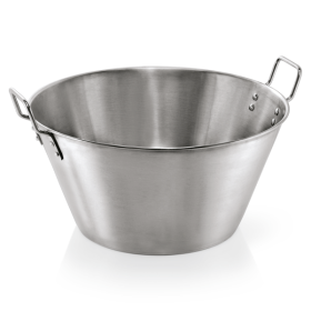 Grande bassine inox chromé avec anses - Ø 60 cm - 53 L