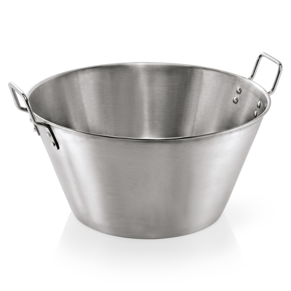 Grande bassine inox chromé avec anses - Ø 60 cm - 53 L