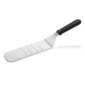 Spatule coudée perforée inox manche plastique 38,5 cm