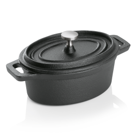 Cocotte ovale fonte noire 12,5 x 9,5 x 6,5 cm