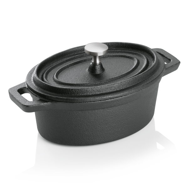 Cocotte ovale fonte noire 12,5 x 9,5 x 6,5 cm