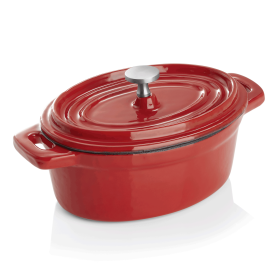 Cocotte ovale fonte émaillée rouge 12,5 x 9,5 x 6,5 cm