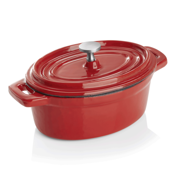 Cocotte ovale fonte émaillée rouge 12,5 x 9,5 x 6,5 cm