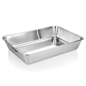 Plat à rôtir acier chrome-nickel bords incurvés 59 x 42 x 10 cm – Anses rabattables